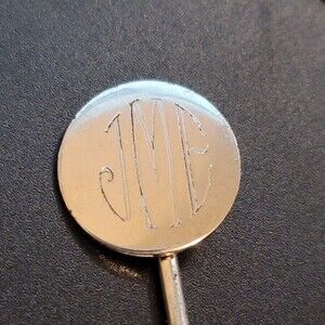 Vintage Sterling Silver Monogram Stick Pin Engraved JME with Case